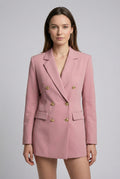 Fitted Double Breasted Blazer-blazers > fitted blazer-Laventaire-Pink-S-Laventaire