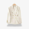 Fitted Double Breasted Blazer-blazers > fitted blazer-Laventaire-White-S-Laventaire