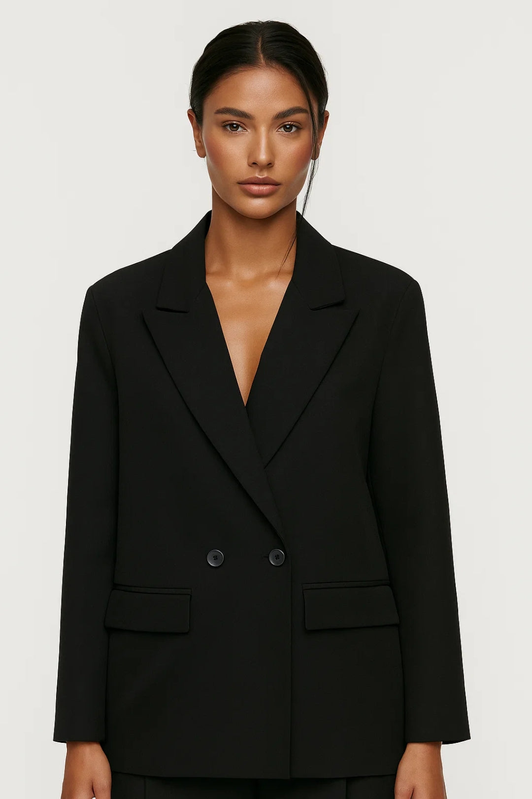 Fitted Hip Length Blazer-blazers > fitted blazer-Laventaire-Black-XS-Laventaire