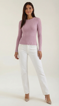 Fitted Long Sleeve Top-tops > long sleeve tops > fitted long sleeve top-Laventaire-Pink-S-Laventaire