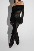 Fitted Off Shoulder Jumpsuit-jumpsuits > off-shoulder jumpsuit-Laventaire-Laventaire