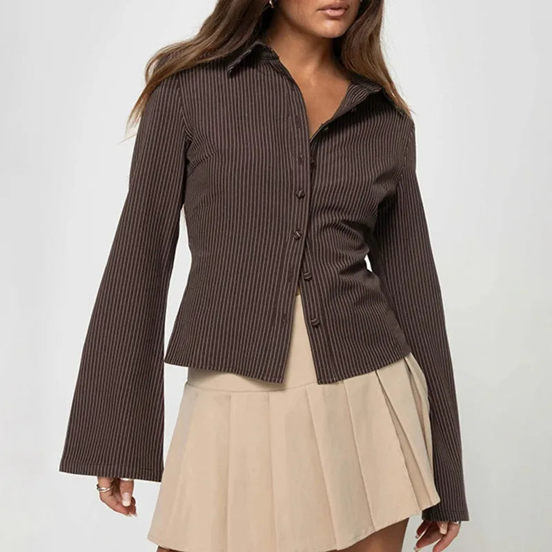 Fitted Peplum Blouse Top-tops > blouses > peplum blouses-Laventaire-Laventaire