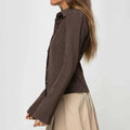 Fitted Peplum Blouse Top-tops > blouses > peplum blouses-Laventaire-Laventaire