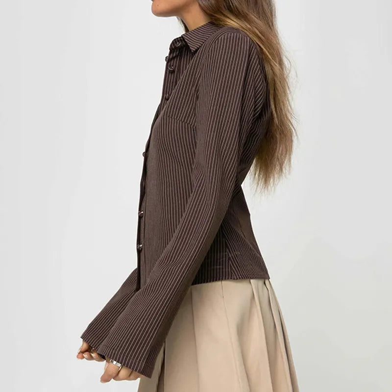 Fitted Peplum Blouse Top-tops > blouses > peplum blouses-Laventaire-Laventaire