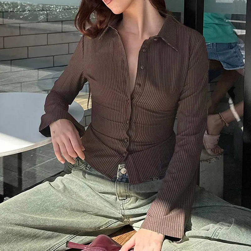 Fitted Peplum Blouse Top-tops > blouses > peplum blouses-Laventaire-Laventaire
