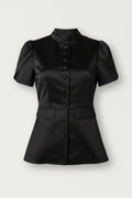 Fitted Short Sleeve Blouse-blouses > fitted blouse-Laventaire-Laventaire
