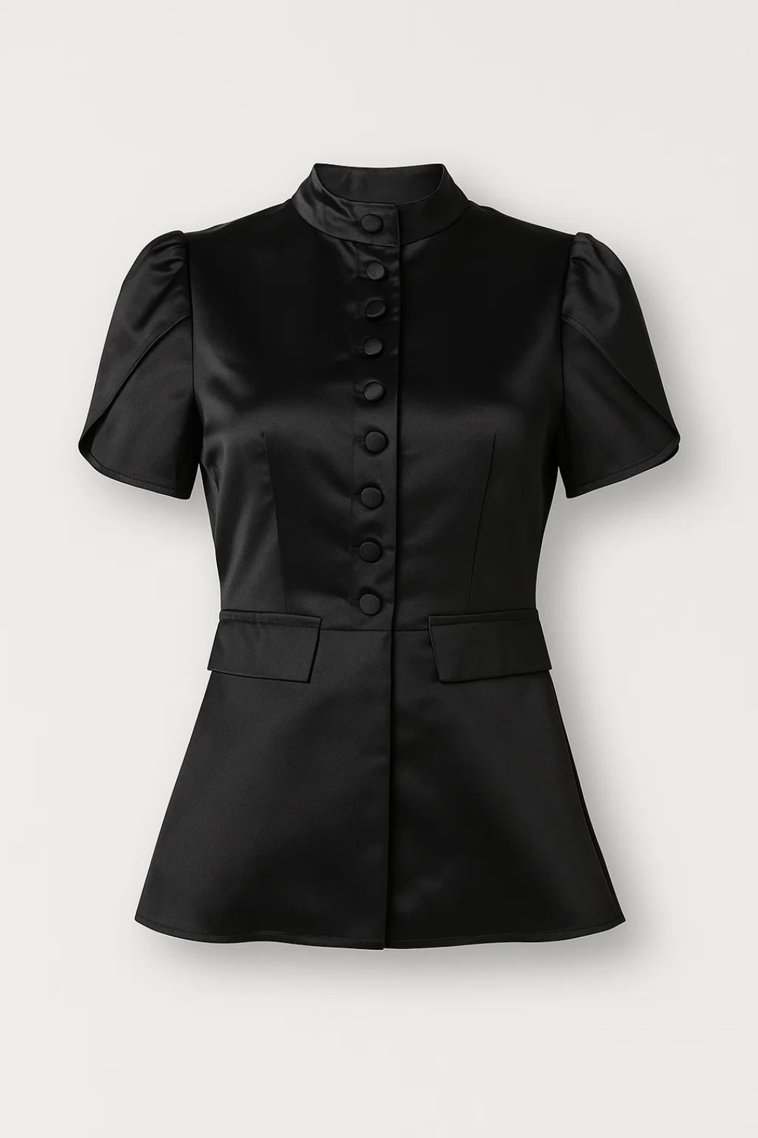 Fitted Short Sleeve Blouse-blouses > fitted blouse-Laventaire-Laventaire