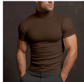 Fitted Turtleneck Casual Shirt-shirts > turtleneck shirts-Laventaire-Dark Brown-S-Laventaire
