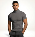 Fitted Turtleneck Casual Shirt-shirts > turtleneck shirts-Laventaire-Gray-S-Laventaire