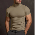 Fitted Turtleneck Casual Shirt-shirts > turtleneck shirts-Laventaire-Khaki-S-Laventaire