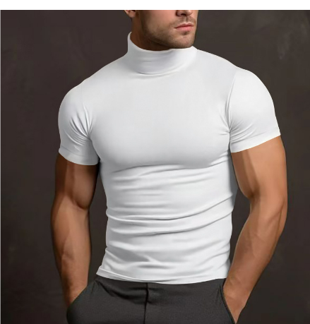 Fitted Turtleneck Casual Shirt-shirts > turtleneck shirts-Laventaire-White-S-Laventaire