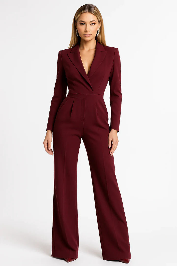 Fitted Wide-Leg Jumpsuit-jumpsuits > wide-leg jumpsuit-Laventaire-Laventaire
