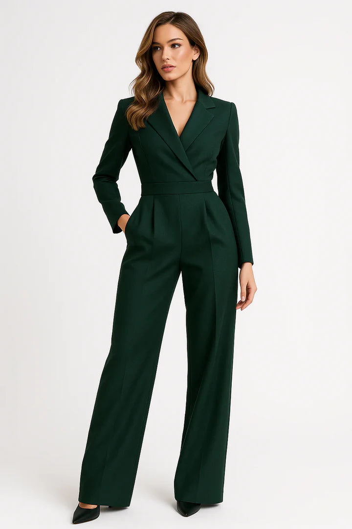 Fitted Wide-Leg Jumpsuit-jumpsuits > wide-leg jumpsuit-Laventaire-Laventaire