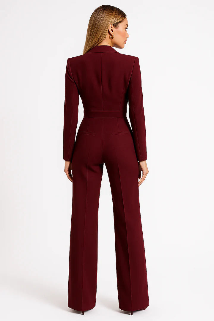 Fitted Wide-Leg Jumpsuit-jumpsuits > wide-leg jumpsuit-Laventaire-Laventaire