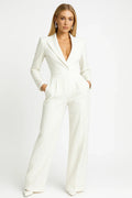 Fitted Wide-Leg Jumpsuit-jumpsuits > wide-leg jumpsuit-Laventaire-White-S-Laventaire