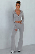 Fitted Wide-Leg Lounge Set-loungewear > lounge set-Laventaire-Laventaire