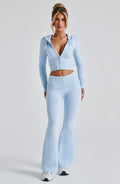 Fitted Wide-Leg Lounge Set-loungewear > lounge set-Laventaire-Baby Blue-S-Laventaire