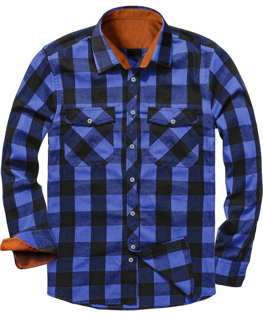 Flannel Casual Shirt-shirts > casual shirts > flannel shirts-Laventaire-Blue-S-Laventaire