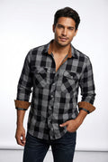 Flannel Casual Shirt-shirts > casual shirts > flannel shirts-Laventaire-Dark Gray-S-Laventaire