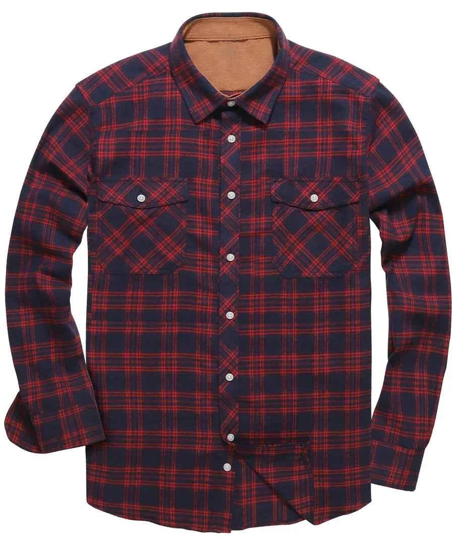 Flannel Casual Shirt-shirts > casual shirts > flannel shirts-Laventaire-Dark Red-S-Laventaire
