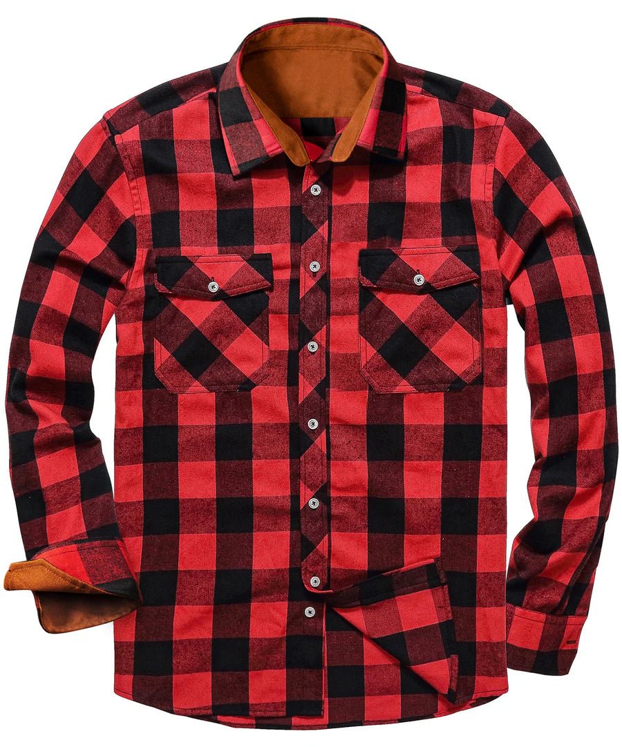 Flannel Casual Shirt-shirts > casual shirts > flannel shirts-Laventaire-Red-S-Laventaire
