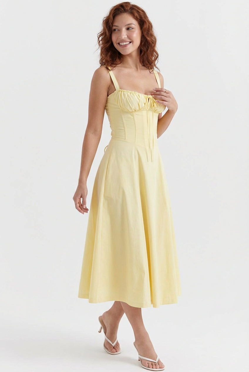 Flared Skirt Midi Dress-dresses > midi dress-Laventaire-Laventaire