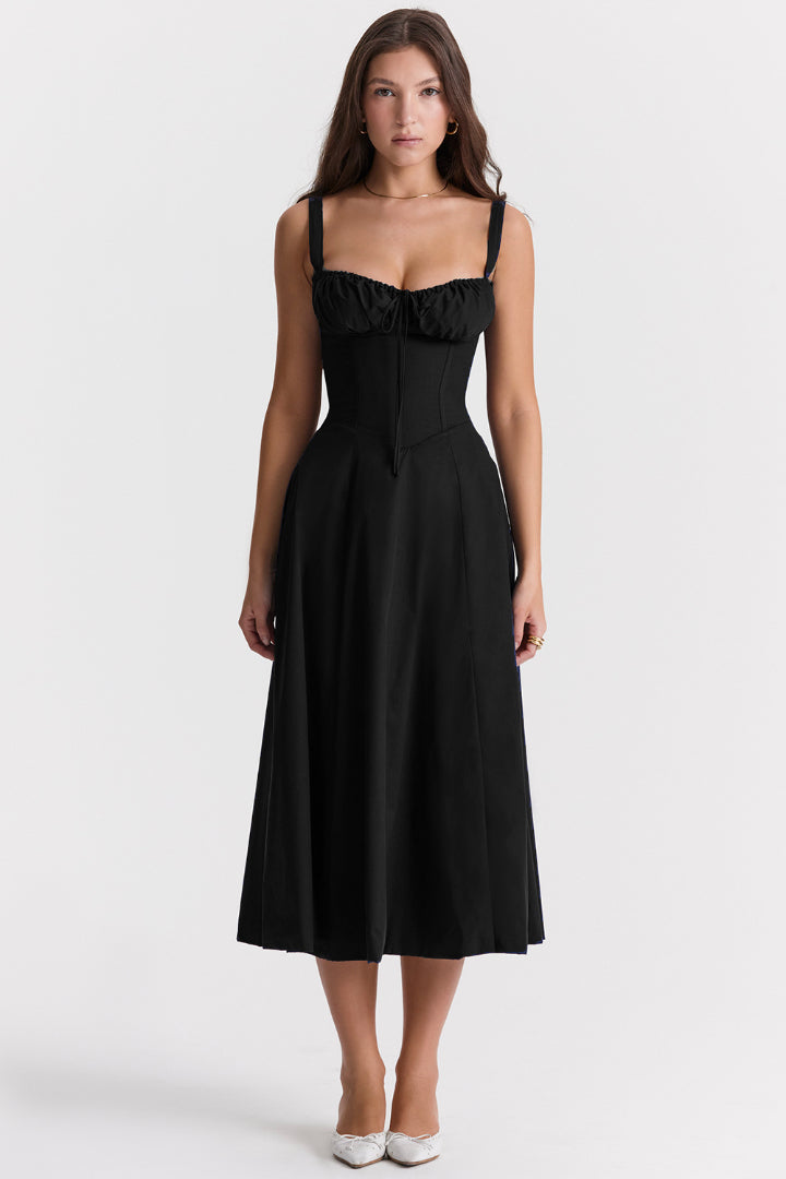 Flared Skirt Midi Dress-dresses > midi dress-Laventaire-Laventaire