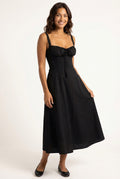 Flared Skirt Midi Dress-dresses > midi dress-Laventaire-Black-XS-Laventaire