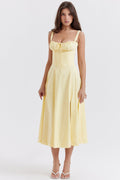 Flared Skirt Midi Dress-dresses > midi dress-Laventaire-Butter Yellow-XS-Laventaire