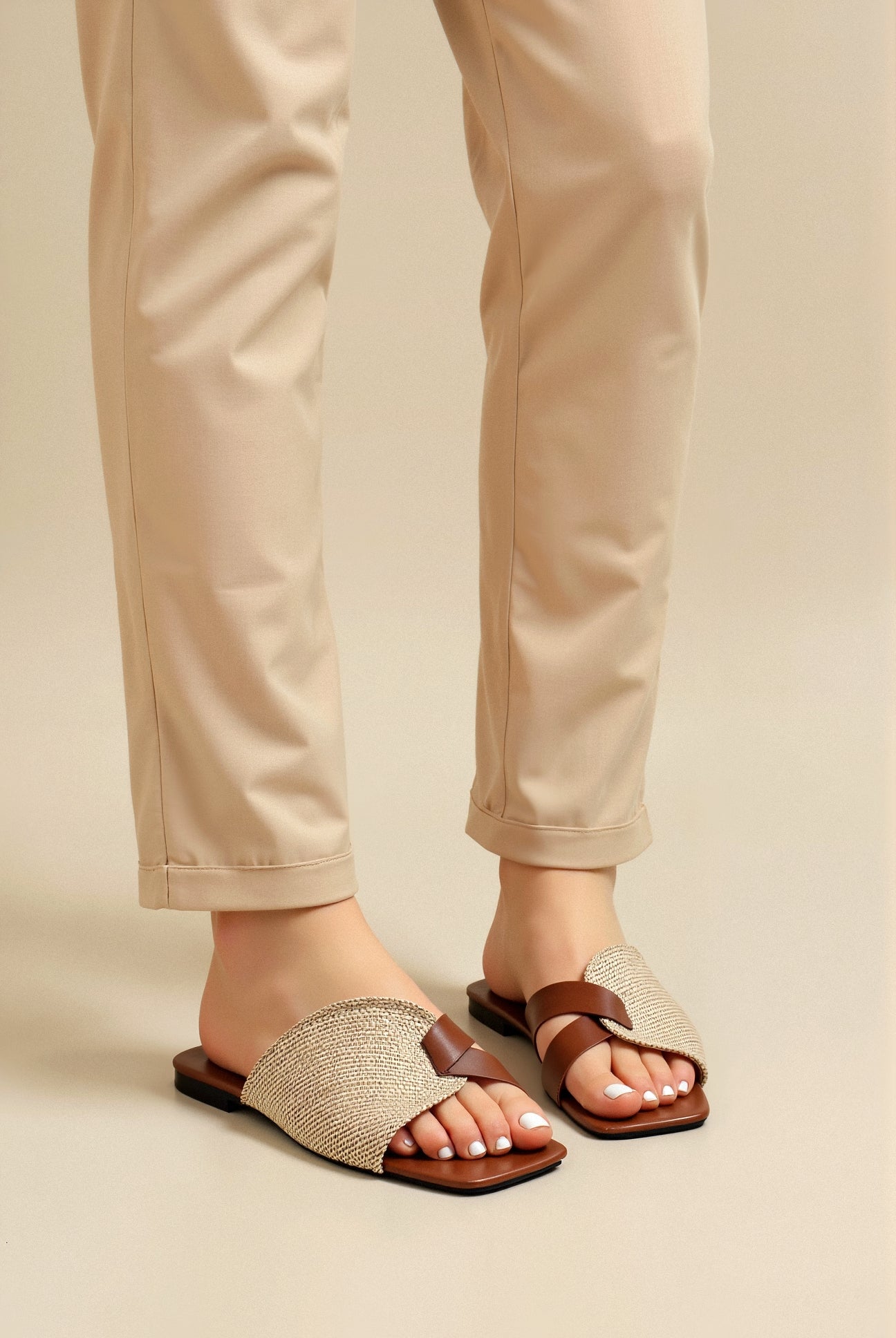 Flat Cross Band Sandals-footwear > sandals-Laventaire-Laventaire