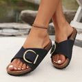 Flat Slip-On Sandals-footwear > sandals > flat sandals-Laventaire-Black-35-Laventaire