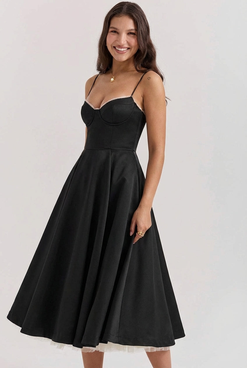 Flattering Fit Midi Dress-dresses > midi dress-Laventaire-Laventaire