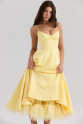 Flattering Fit Midi Dress-dresses > midi dress-Laventaire-Butter Yellow-S-Laventaire