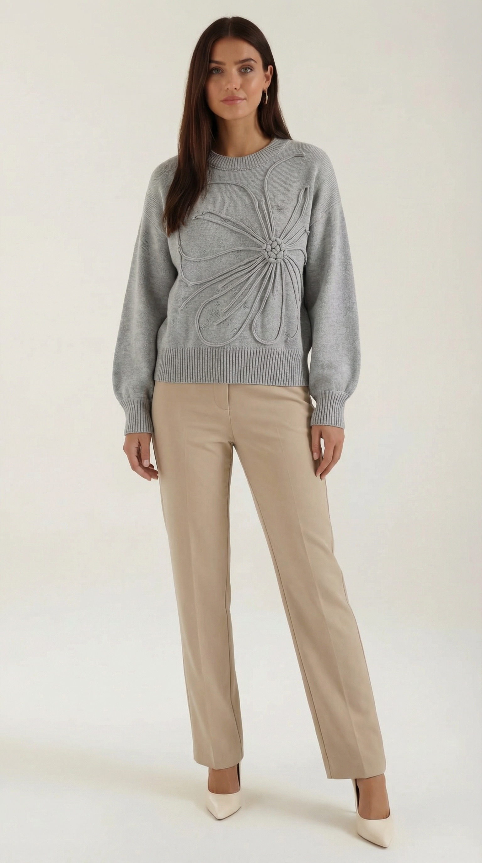 Floral Knit Sweater-sweaters > knit sweater-Laventaire-Laventaire