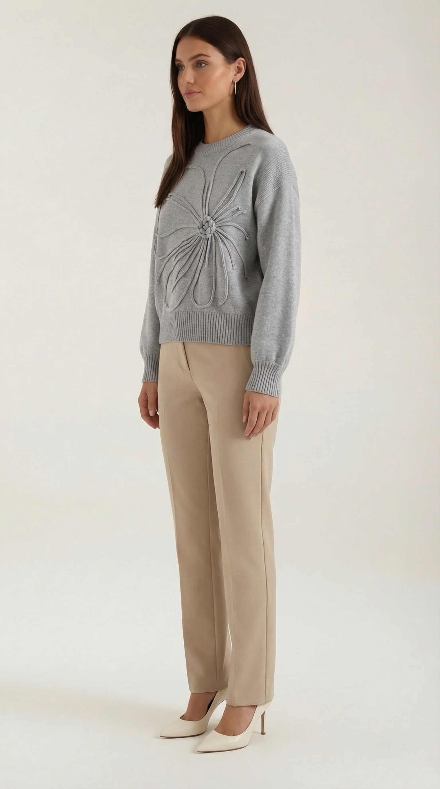 Floral Knit Sweater-sweaters > knit sweater-Laventaire-Laventaire