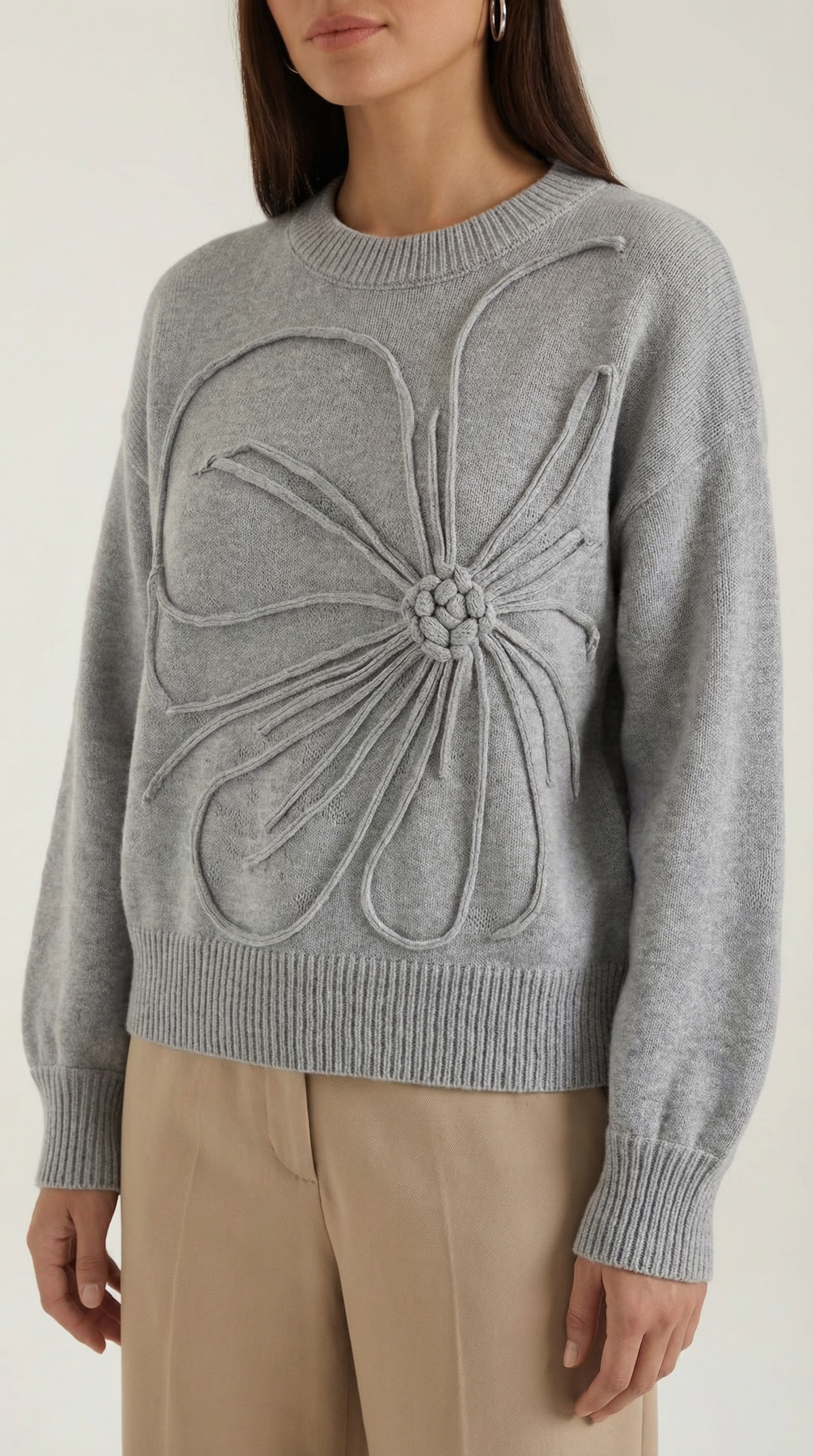 Floral Knit Sweater-sweaters > knit sweater-Laventaire-Laventaire