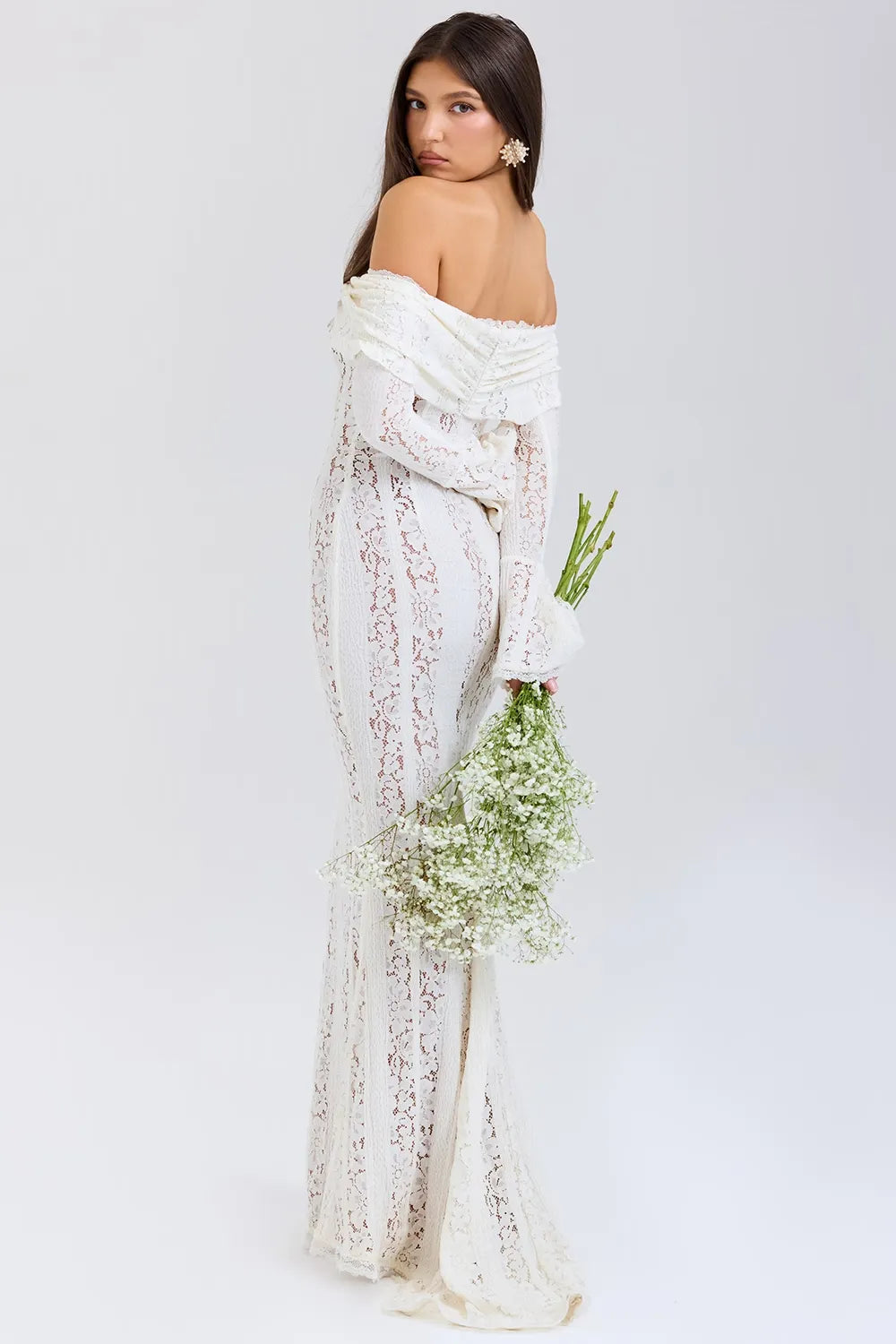Floral Lace Evening Gown-dresses > evening gown-Laventaire-Laventaire