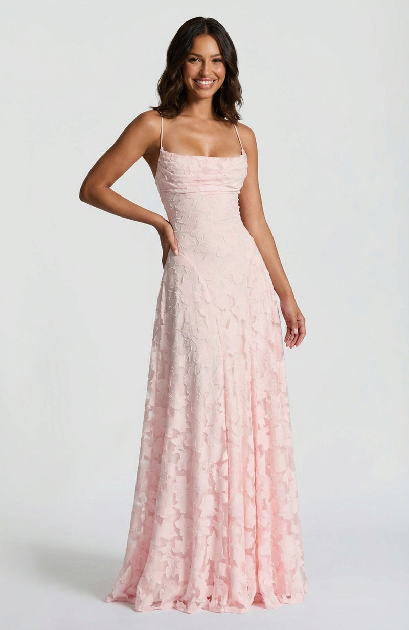 Floral Maxi Dress-dresses > maxi dress-Laventaire-Blush Pink-XS-Laventaire