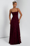 Floral Maxi Dress-dresses > maxi dress-Laventaire-Burgundy-XS-Laventaire