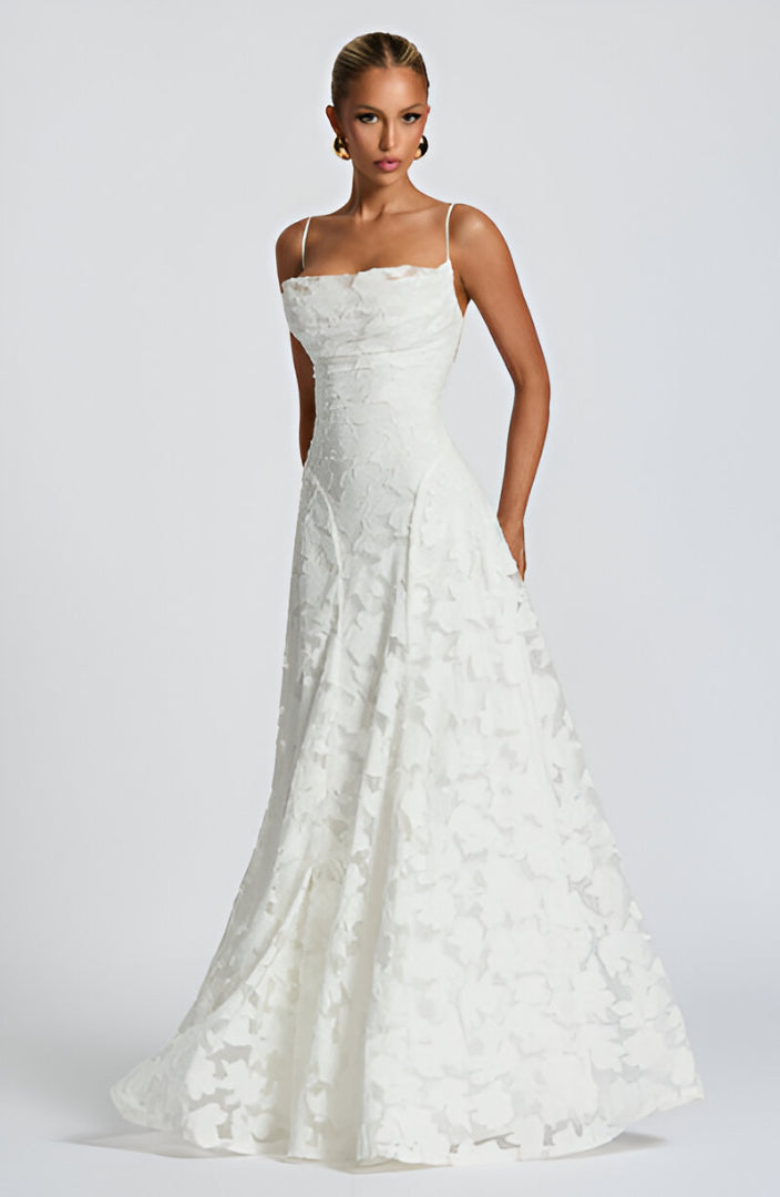 Floral Maxi Dress-dresses > maxi dress-Laventaire-White-XS-Laventaire