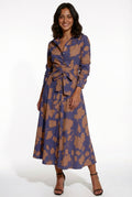 Floral Midi Dress-dresses > shirt dress-Laventaire-Navy Blue-S-Laventaire