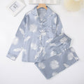 Floral Pajama Set Trousers-sleepwear > pajama set-Laventaire-Light Blue-S-Laventaire