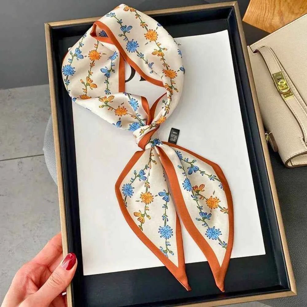 Floral Pattern Scarf-accessories > scarves-Laventaire-Orange-One size-Laventaire