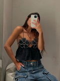 Floral Slim Fit Top-tops > fitted tops-Laventaire-Laventaire