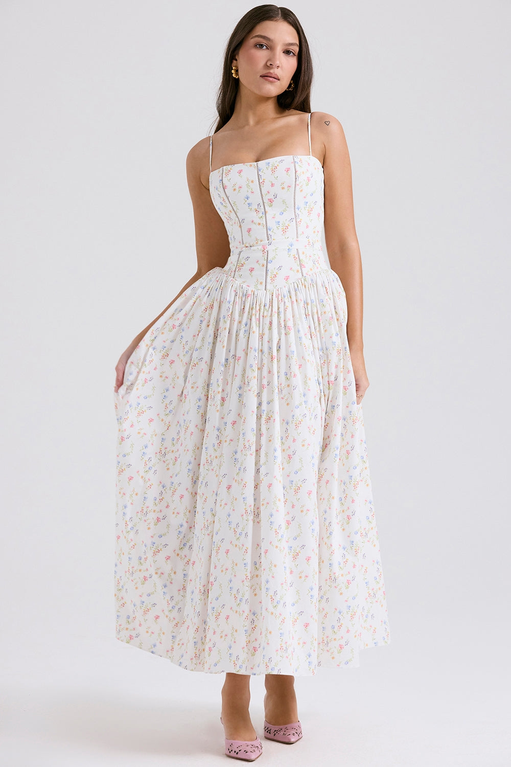 Floral Summer Maxi Dress-dresses > midi dress-Laventaire-Laventaire