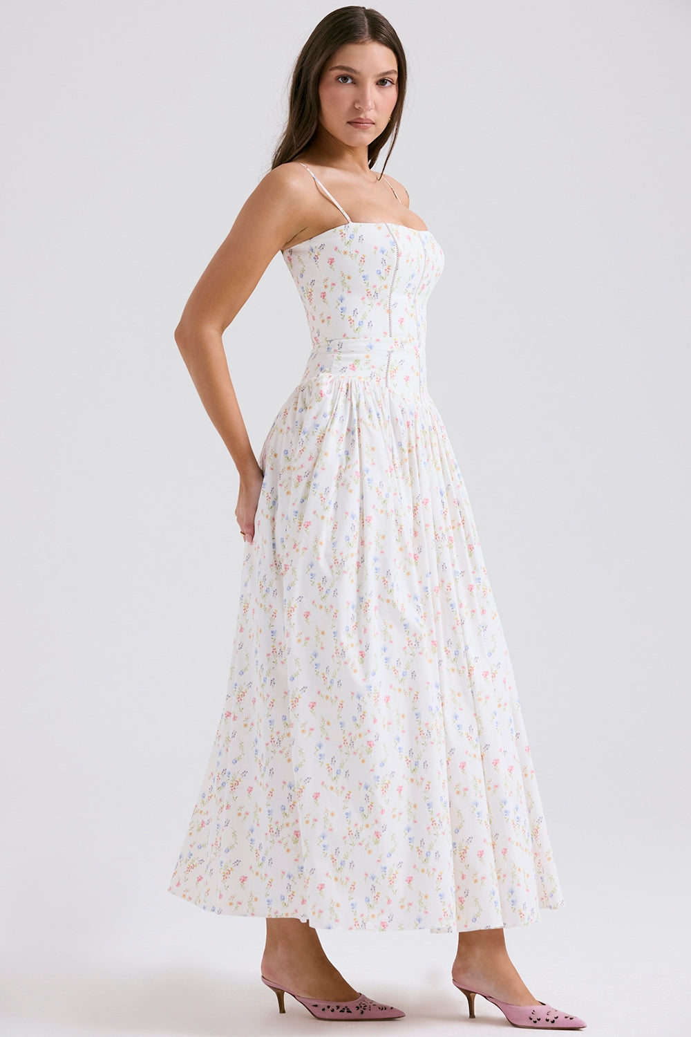 Floral Summer Maxi Dress-dresses > midi dress-Laventaire-Laventaire