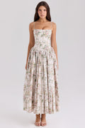 Floral Summer Maxi Dress-dresses > midi dress-Laventaire-Cream-XS-Laventaire