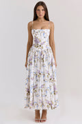 Floral Summer Maxi Dress-dresses > midi dress-Laventaire-Floral White-XS-Laventaire