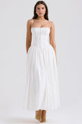 Floral Summer Maxi Dress-dresses > midi dress-Laventaire-White-XS-Laventaire
