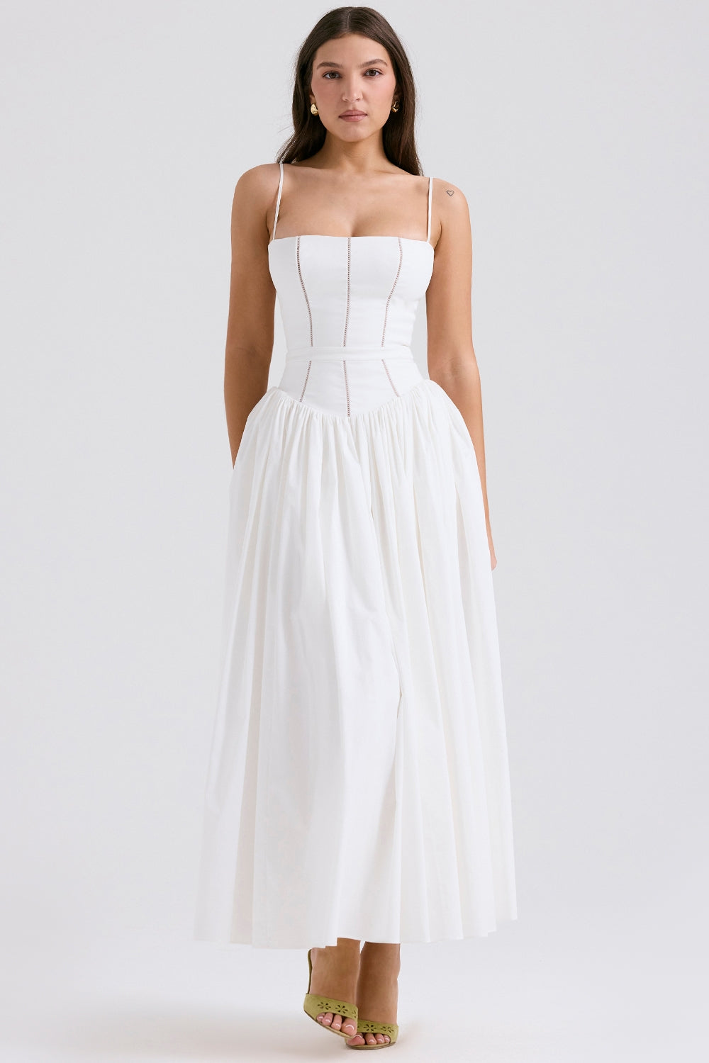 Floral Summer Maxi Dress-dresses > midi dress-Laventaire-White-XS-Laventaire